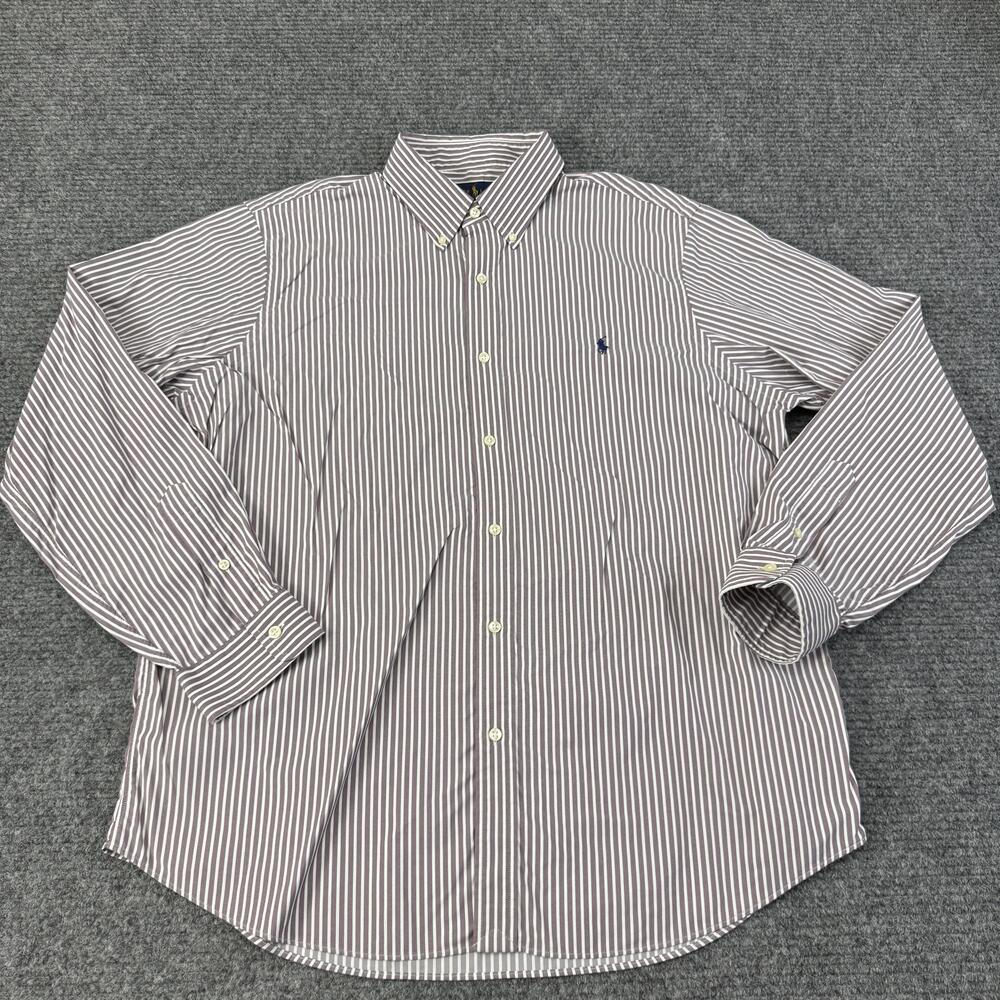 Ralph Lauren Shirt Mens XL Purple Stripe Performance Long Sleeve Button Down